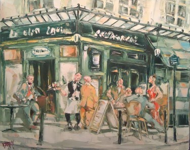 Peinture intitulée "la grande terrasse" par Antoine Faure, Œuvre d'art originale, Huile