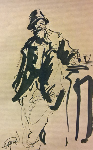 Zeichnungen mit dem Titel "215 Détendu" von Antoine Faure, Original-Kunstwerk, Tinte