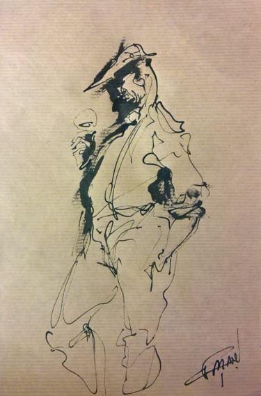 Drawing titled "226 La casquette" by Antoine Faure, Original Artwork, Ink