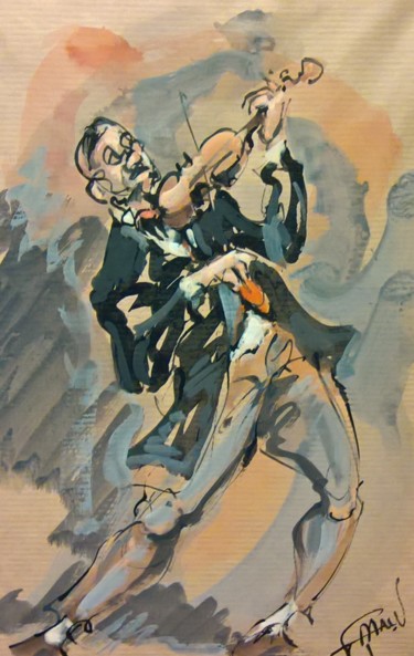 Картина под названием "230 Mélodie au viol…" - Antoine Faure, Подлинное произведение искусства, Гуашь