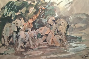 159 le rassemblement Peinture intitulée "159 le rassemblement" par Antoine Faure, Œuvre d'art originale, Gouache