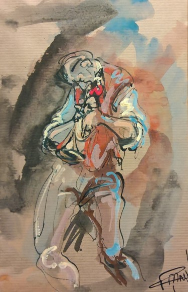 Peinture intitulée "270 Trompette au co…" par Antoine Faure, Œuvre d'art originale, Gouache