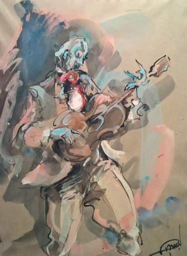 Pittura intitolato "272 La guitare" da Antoine Faure, Opera d'arte originale, Gouache
