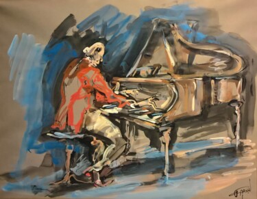 Painting titled "195  Fire boogie" by Antoine Faure, Original Artwork, Gouache