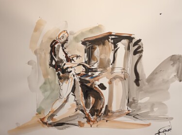 Painting titled "198 Etude jazz" by Antoine Faure, Original Artwork, Gouache
