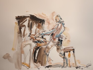 Картина под названием "205 Etude jazz" - Antoine Faure, Подлинное произведение искусства, Гуашь