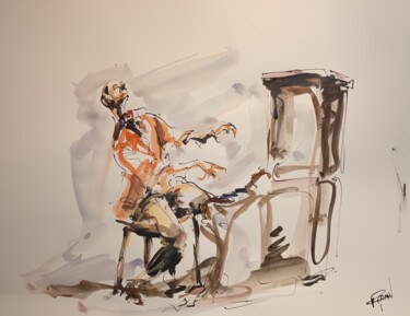 Painting titled "207 Etude jazz" by Antoine Faure, Original Artwork, Gouache
