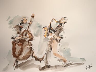 Painting titled "209 Etude jazz" by Antoine Faure, Original Artwork, Gouache