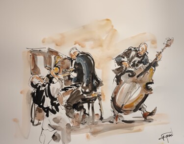 Pittura intitolato "218 Etude jazz" da Antoine Faure, Opera d'arte originale, Gouache