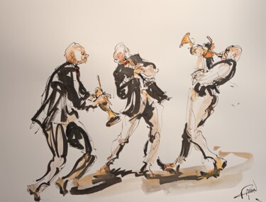 Painting titled "220 Etude jazz" by Antoine Faure, Original Artwork, Gouache