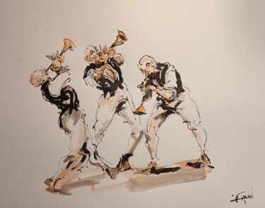 Painting titled "223 Etude jazz" by Antoine Faure, Original Artwork, Gouache