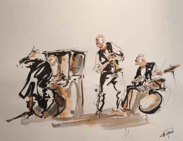 Painting titled "227 Etude jazz" by Antoine Faure, Original Artwork, Gouache