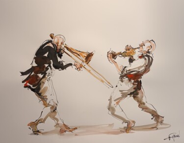 Malerei mit dem Titel "229 Etude jazz" von Antoine Faure, Original-Kunstwerk, Gouache