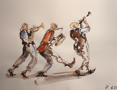 Painting titled "231 Etude jazz" by Antoine Faure, Original Artwork, Gouache