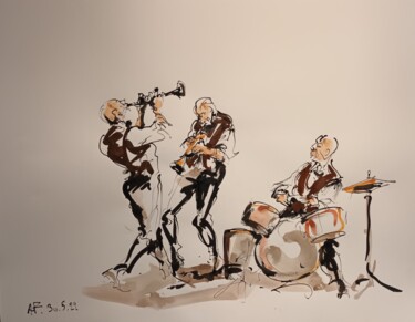 Painting titled "236 Etude jazz" by Antoine Faure, Original Artwork, Gouache