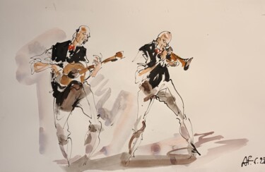 Schilderij getiteld "237 Etude jazz" door Antoine Faure, Origineel Kunstwerk, Gouache