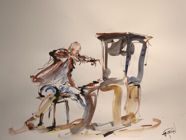 Painting titled "242 Etude jazz" by Antoine Faure, Original Artwork, Gouache