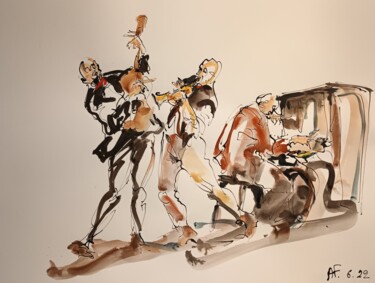 Painting titled "245 Etude jazz" by Antoine Faure, Original Artwork, Gouache