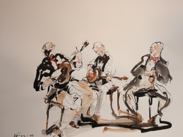 Painting titled "247 Etude jazz" by Antoine Faure, Original Artwork, Gouache