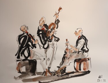Painting titled "255 Etude jazz" by Antoine Faure, Original Artwork, Gouache