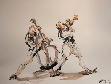 Peinture intitulée "261 Etude jazz" par Antoine Faure, Œuvre d'art originale, Gouache