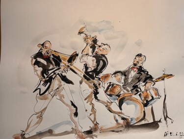 Painting titled "263 Etude jazz" by Antoine Faure, Original Artwork, Gouache