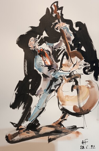 Painting titled "266 Etude jazz" by Antoine Faure, Original Artwork, Gouache