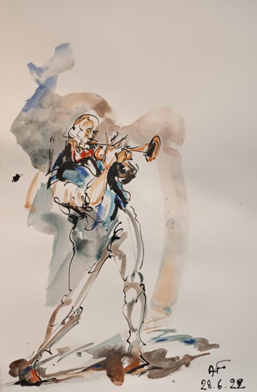 Painting titled "270 Etude jazz" by Antoine Faure, Original Artwork, Gouache