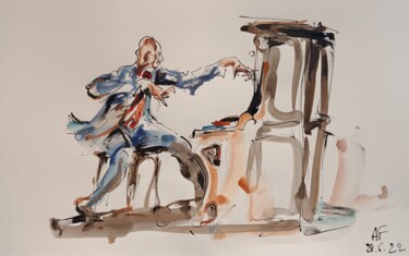 Malerei mit dem Titel "272 Etude jazz" von Antoine Faure, Original-Kunstwerk, Gouache