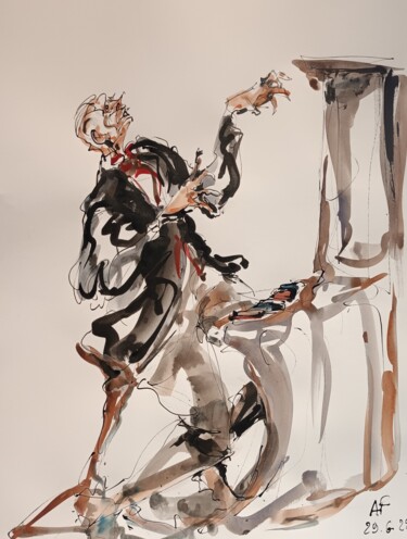 Painting titled "274 Etude jazz" by Antoine Faure, Original Artwork, Gouache
