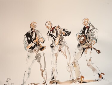 Картина под названием "275 Etude jazz" - Antoine Faure, Подлинное произведение искусства, Гуашь
