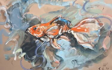 Painting titled "21 poisson" by Antoine Faure, Original Artwork, Gouache