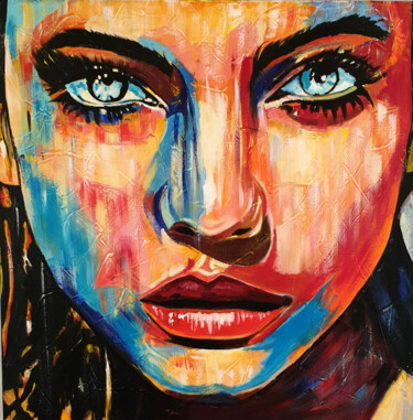 Painting titled "Belle" by Antoine Liesens (A54 POP ART BV), Original Artwork, Acrylic Mounted on Wood Stretcher frame