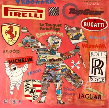 Collages titled "Le Touquet 2" by Antoine Maume, Original Artwork, Collages Mounted on Wood Stretcher frame