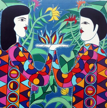 Malerei mit dem Titel ""Eglantine et Jasmi…" von Antoine Mellado, Original-Kunstwerk, Acryl