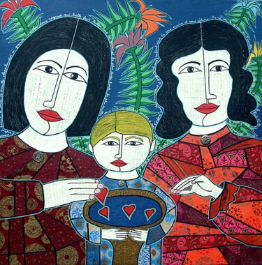 Pintura intitulada "Lorsque l'enfant pa…" por Antoine Mellado, Obras de arte originais, Acrílico