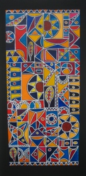 Painting titled "Tapis graphique -11" by Antoine Mellado, Original Artwork, Oil