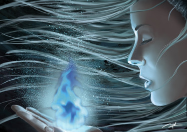 Цифровое искусство под названием "magicienne" - Antoine Mouton, Подлинное произведение искусства, Цифровая живопись