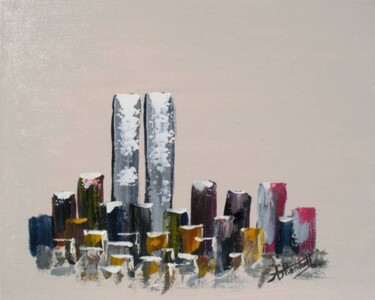 Peinture intitulée "Twin Towers I" par Antoine Renault, Œuvre d'art originale