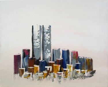 Peinture intitulée "Twin Towers III" par Antoine Renault, Œuvre d'art originale