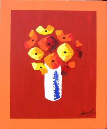 Painting titled "Bouquet de Fleurs -…" by Antoine Renault, Original Artwork