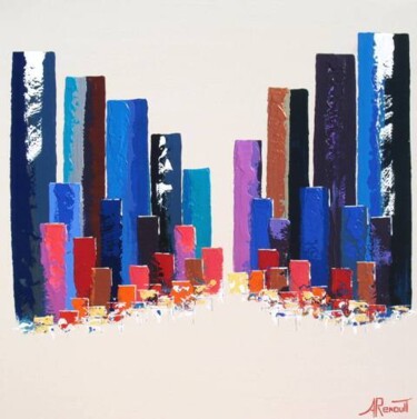 Painting titled "Towers White Zone" by Antoine Renault, Original Artwork