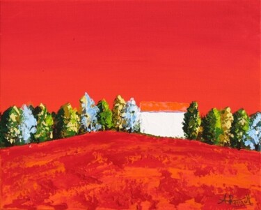 Painting titled "Mas - ciel rouge" by Antoine Renault, Original Artwork