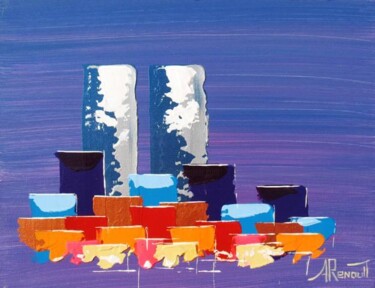 Painting titled "NYC Towers 3" by Antoine Renault, Original Artwork