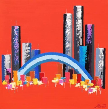 Peinture intitulée "Orange Oval Bridge" par Antoine Renault, Œuvre d'art originale