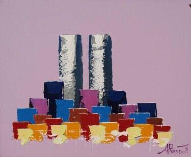 Peinture intitulée "Pink too Twin Tower…" par Antoine Renault, Œuvre d'art originale
