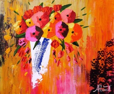 Peinture intitulée "Impression fleurs a…" par Antoine Renault, Œuvre d'art originale