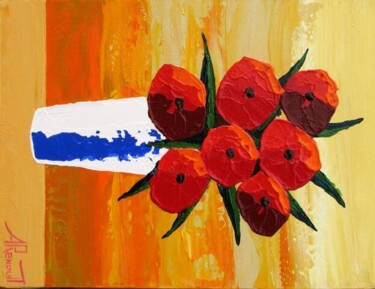 Peinture intitulée "Petit bouquet rouge" par Antoine Renault, Œuvre d'art originale