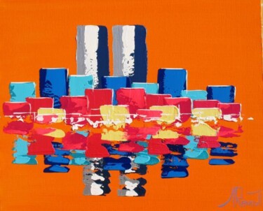 Peinture intitulée "Orange Towers Skyli…" par Antoine Renault, Œuvre d'art originale