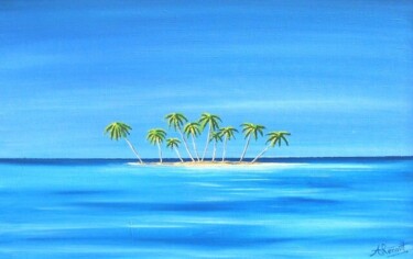 Peinture intitulée "Ilet en Polynésie" par Antoine Renault, Œuvre d'art originale